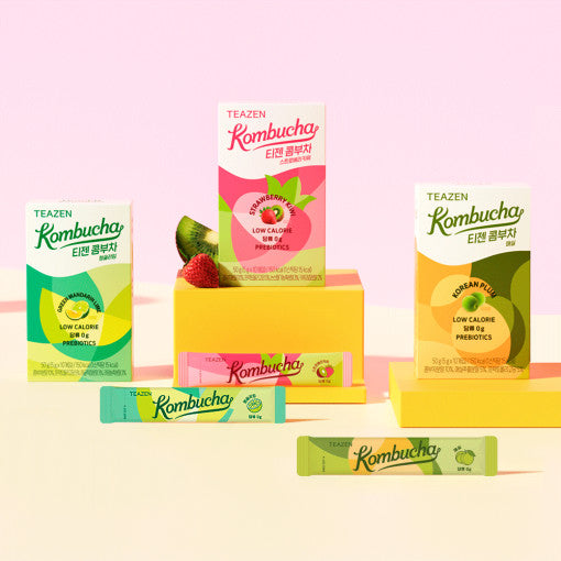 TEAZEN New Kombucha Set (Strawberry Kiwi/ Korean Plum/ Green Mandarine Lime) Available on Seoulbazaar, your online store for trendy korean products.