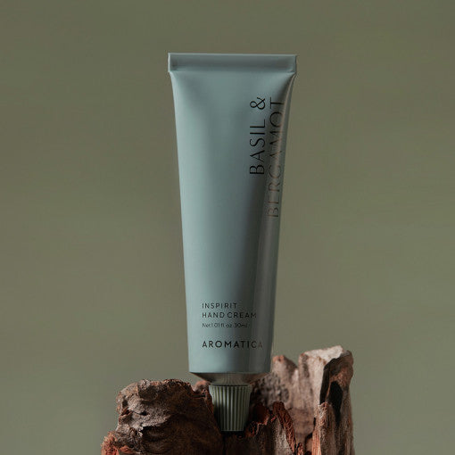 AROMATICA Inspirit Basil & Bergamot Hand Cream 30ml Available on Seoulbazaar, your online store for trendy korean products.