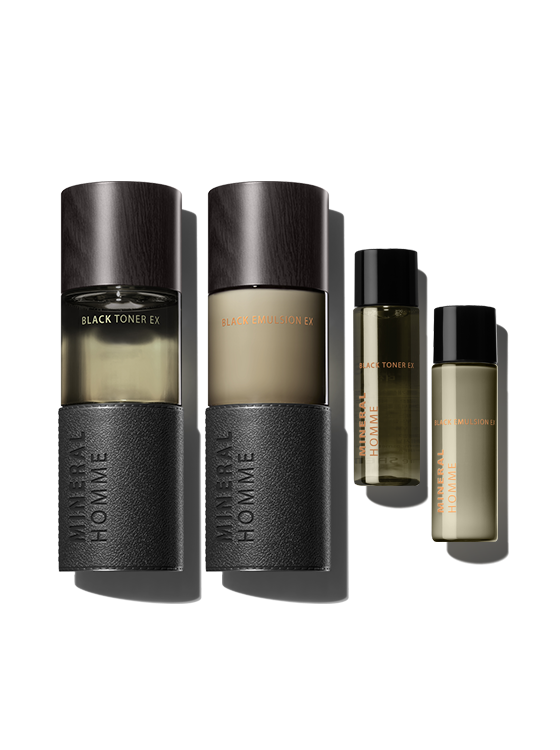 THE SAEM Mineral Homme Black Ex 2 Piece Set (Emulsion+Toner) Available on Seoulbazaar, your online store for trendy korean products.