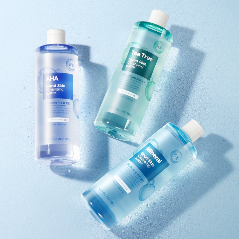 NATURE REPUBLIC Good Skin Ampoule Cleansing Water 500ml Available on Seoulbazaar, your online store for trendy korean products.