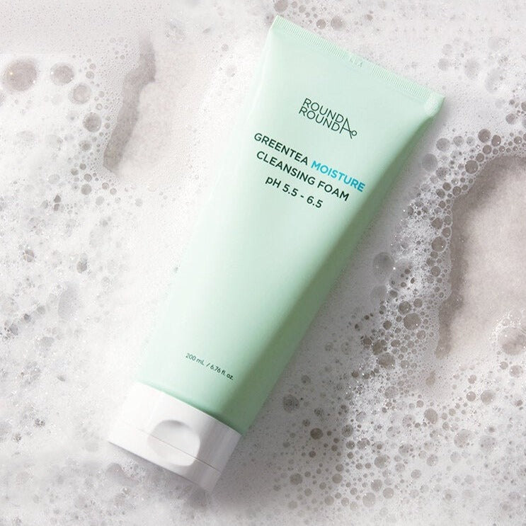ROUND A'ROUND Greentea Moisture Cleansing Foam 200ml Available on Seoulbazaar, your online store for trendy korean products.