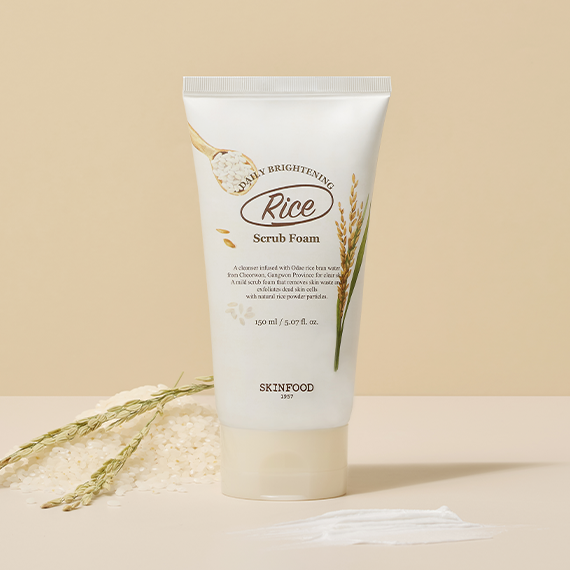 SKINFOOD Rice Daily Brightening Scrub Foam 150ml Available on Seoulbazaar, your online store for trendy korean products.
