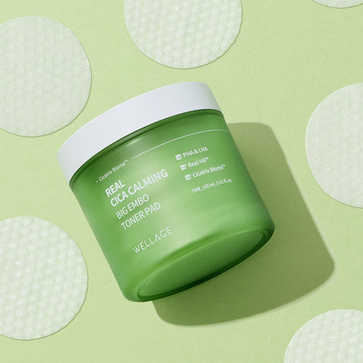 WELLAGE Real Cica Calming Big Embo Toner Pad 160ml 70p Available on Seoulbazaar, your online store for trendy korean products.