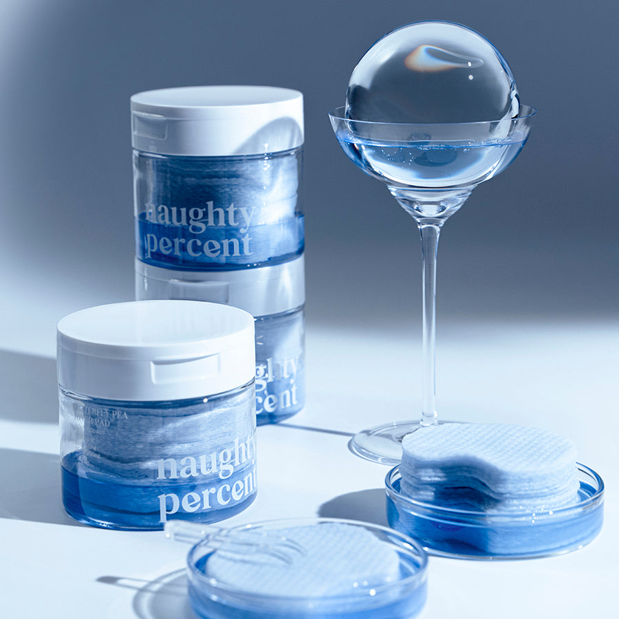 NAUGHTY PERCENT Butterfly Pea Toner Pad 200g 60p Available on Seoulbazaar, your online store for trendy korean products.