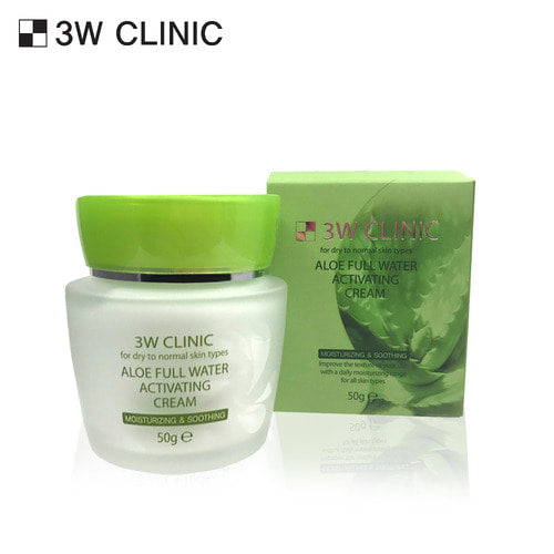 3W CLINIC Aloe Full Water Activating Cream 50g Available on Seoulbazaar, your online store for trendy korean products.