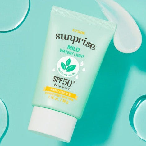 ETUDE Sunprise Mild Watery Light SPF50+ Suncream 50ml Available on Seoulbazaar, your online store for trendy korean products.
