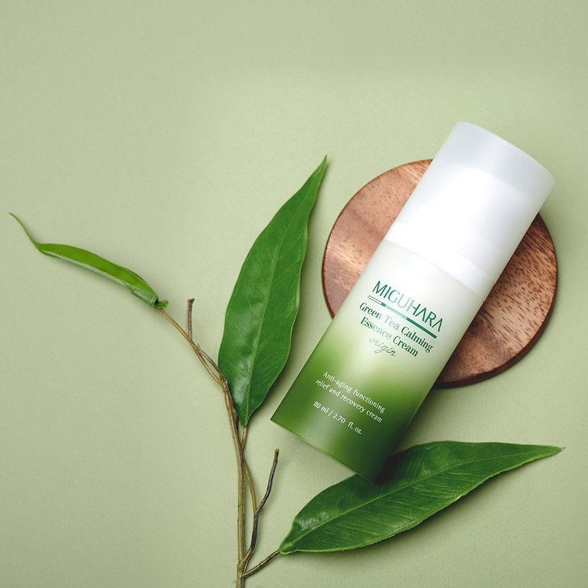 MIGUHARA Green Tea Calming Essence Cream Origin 80ml Available on Seoulbazaar, your online store for trendy korean products.