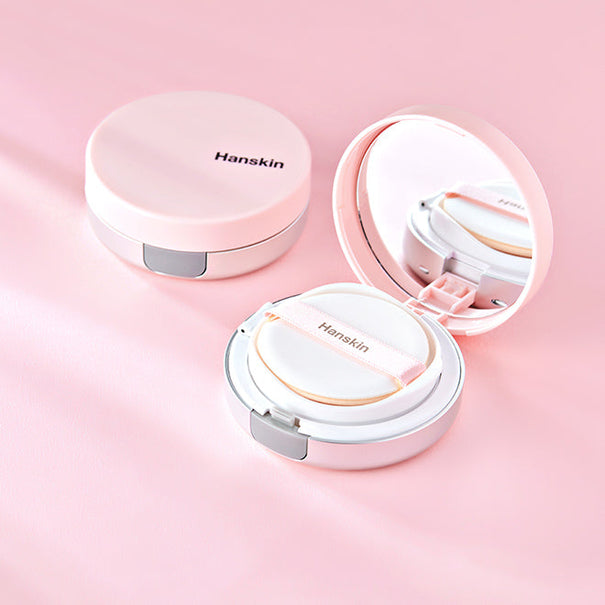 HANSKIN Pink Moolbam Sun Cushion SPF30 PA+++ Available on Seoulbazaar, your online store for trendy korean products.