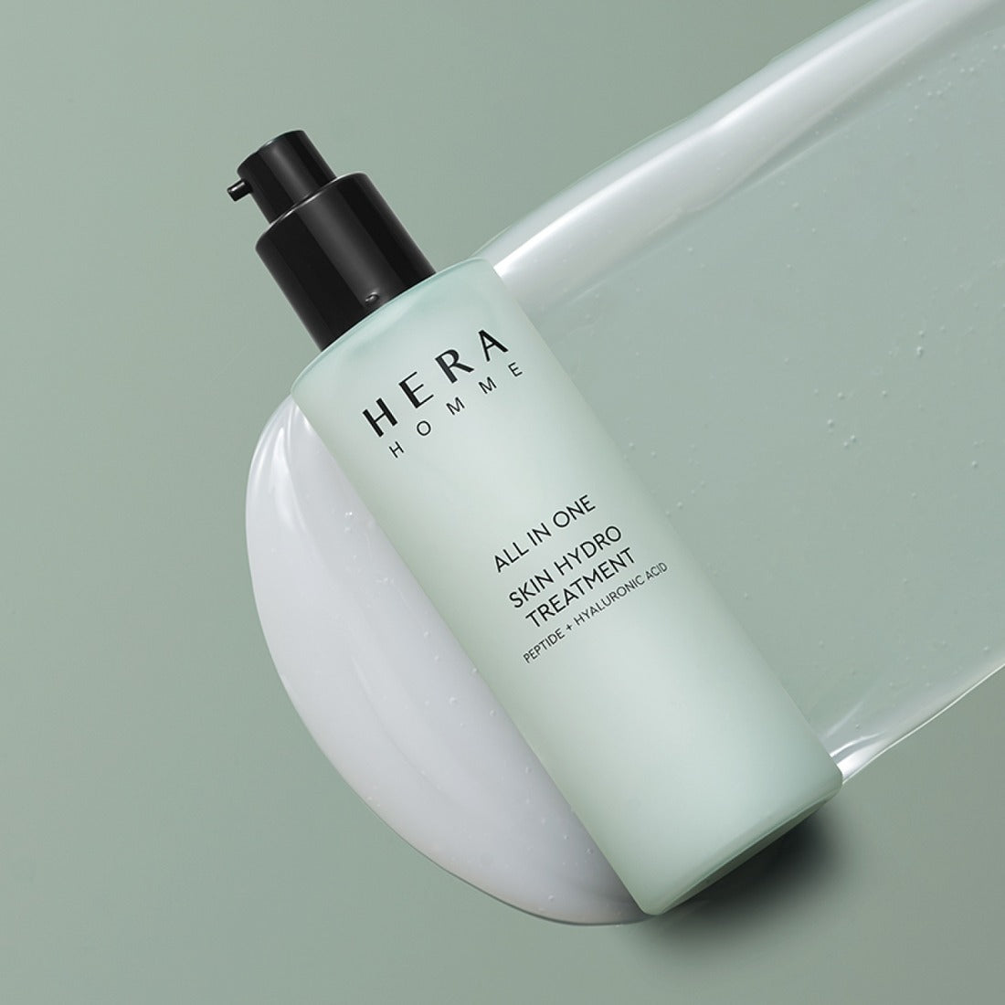 HERA Homme All-in-One Skin Hydro Treatment 150ml product image with sleek green bottle design on a modern background