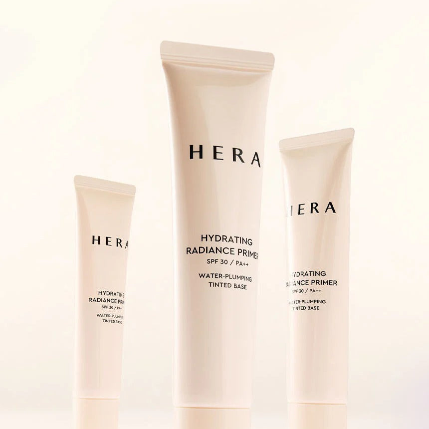 HERA Hydrating Radiant Primer SPF30 PA++ 35ml product packaging with elegant design.