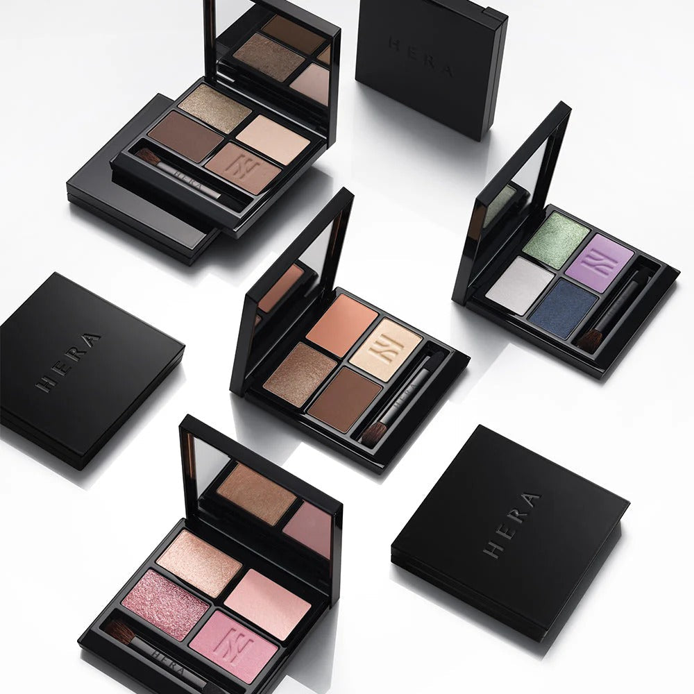 HERA Quad Eye Color showcasing a variety of vibrant shades for trendy eye makeup looks.