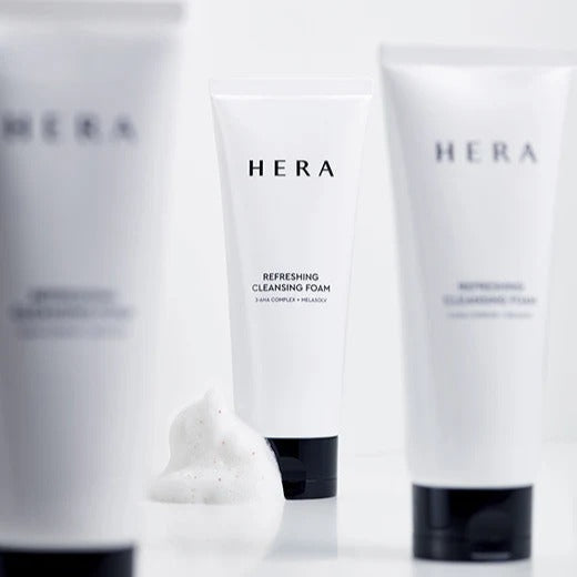 HERA Refreshing Cleansing Foam 160g product display with foam texture