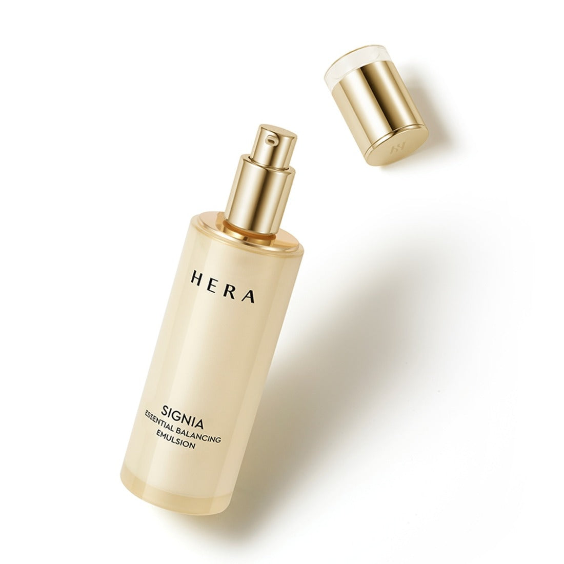 HERA Signa Essentail Balancing Emulsion 150ml bottle with open cap, luxurious skincare product for balanced and hydrated skin.