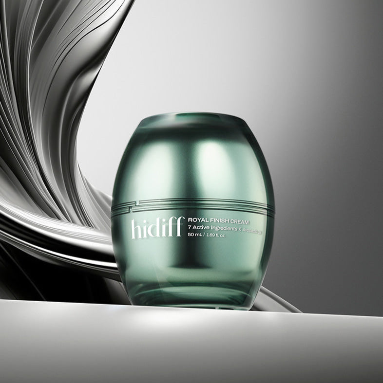 Luxury packaging of HIDIFF Royal Finish Cream against a sleek, modern background.