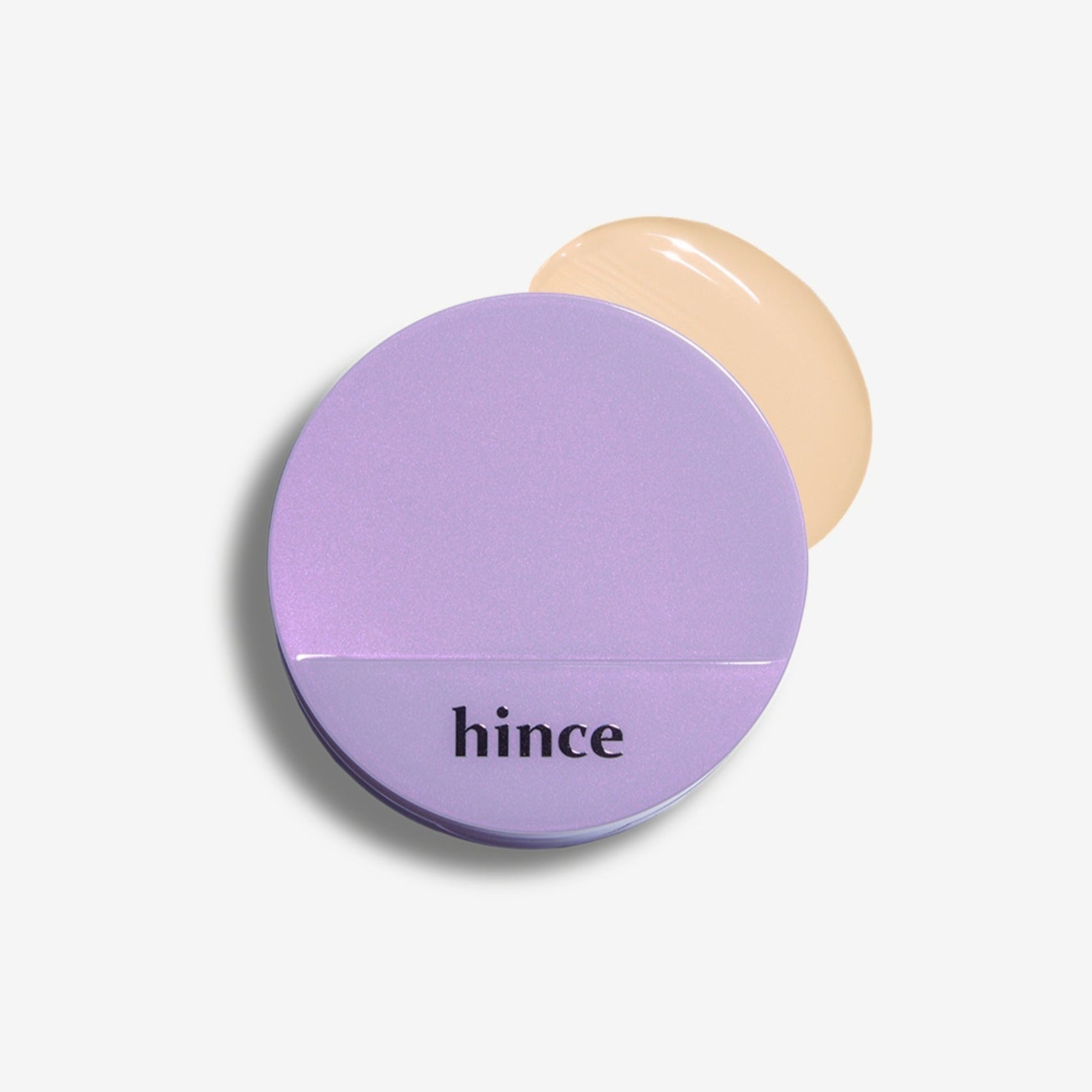 HINCE Second Skin Glow Cushion 12g in purple compact with foundation swatch