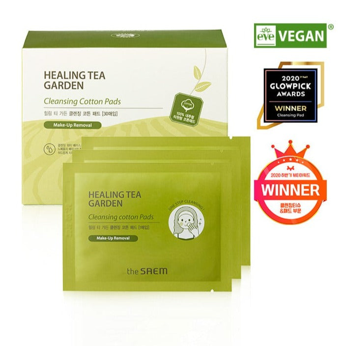 THE SAEM Healing Tea Garden Cleansing Cotton Pads x30 Available on Seoulbazaar, your online store for trendy korean products.