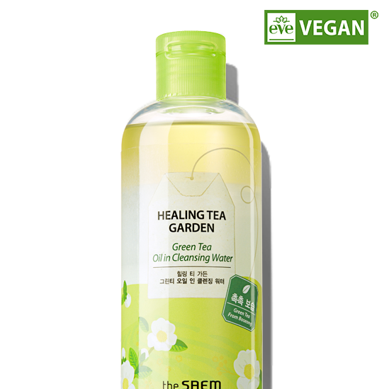 THE SAEM Healing Tea Garden Green Tea Oil In Cleansing Water 300ml Available on Seoulbazaar, your online store for trendy korean products.