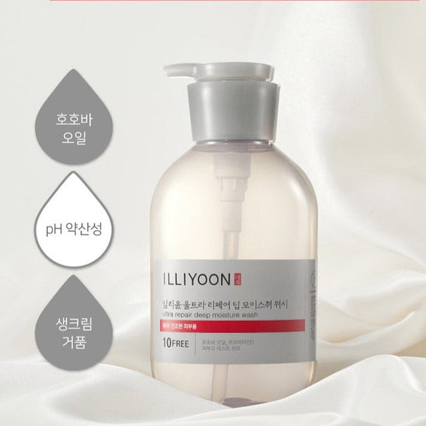 ILLIYOON Ultra Repair Deep Moisture Wash 500ml Available on Seoulbazaar, your online store for trendy korean products.