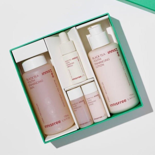 INNISFREE Black Tea Youth Enhancing Set (Skin & Lotion) Available on Seoulbazaar, your online store for trendy korean products.