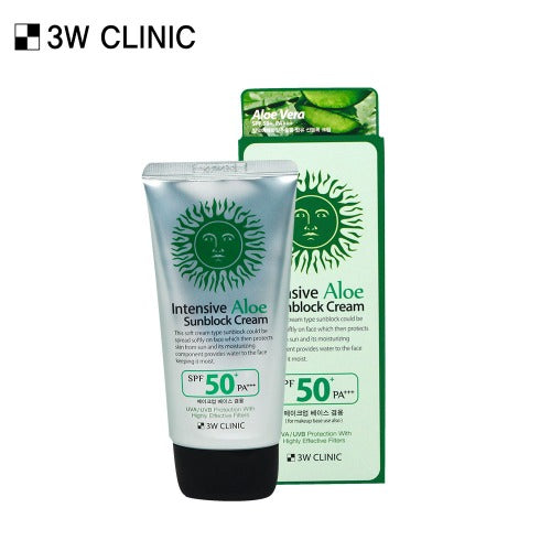 3W CLINIC Intensive Aloe UV Sunblock Cream 70ml Available on Seoulbazaar, your online store for trendy korean products.
