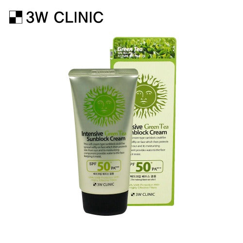 3W CLINIC Intensive Green tea UV Sunblock Cream 70ml Available on Seoulbazaar, your online store for trendy korean products.