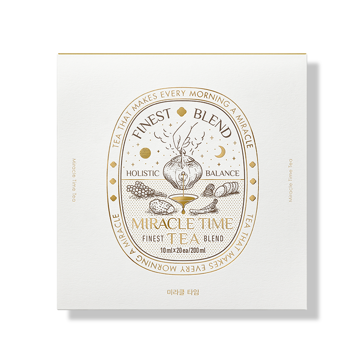 Packaging of HOLITUAL Miracle Time Tea (20 sticks), featuring a holistic blend for morning rituals.