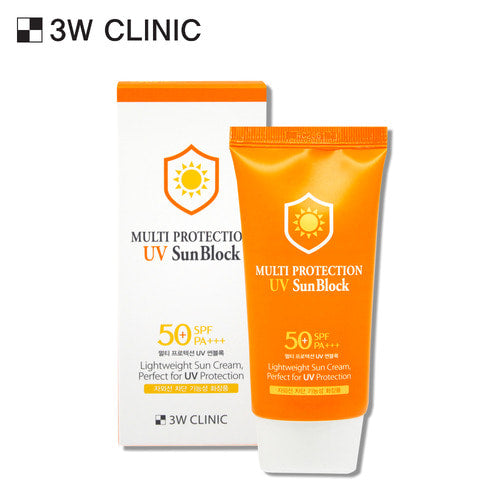 3W CLINIC Multi Protection UV Sun Block 70ml Available on Seoulbazaar, your online store for trendy korean products.