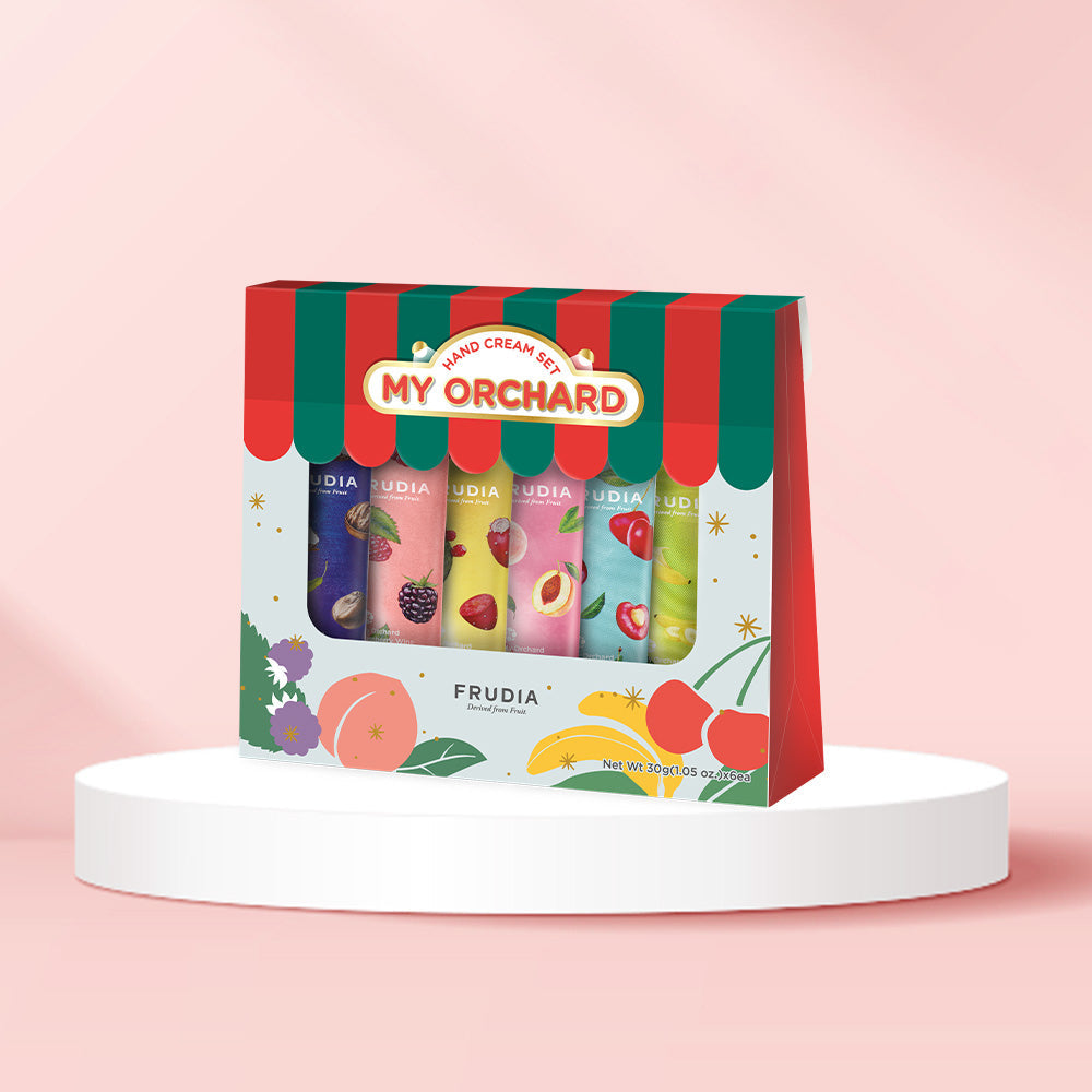 FRUDIA My Orchard Hand cream Set Fruit Market (6x30g) Available on Seoulbazaar, your online store for trendy korean products.