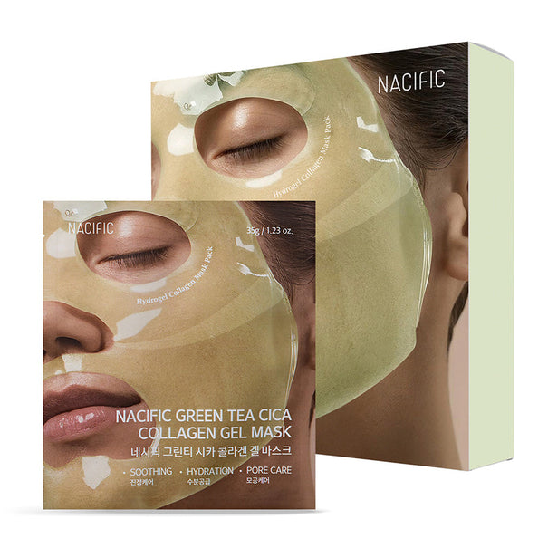 NACIFIC Green tea Cica Collagen Gel Mask set Available on Seoulbazaar, your online store for trendy korean products.