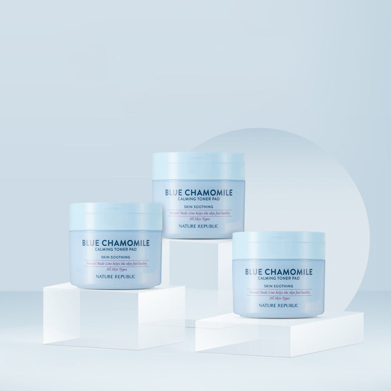 NATURE REPUBLIC Blue Chamomile Calming Toner Pads 120g disponible sur Ma petite Coree, ton Eshop 100% K-beauty en direct de Seoul