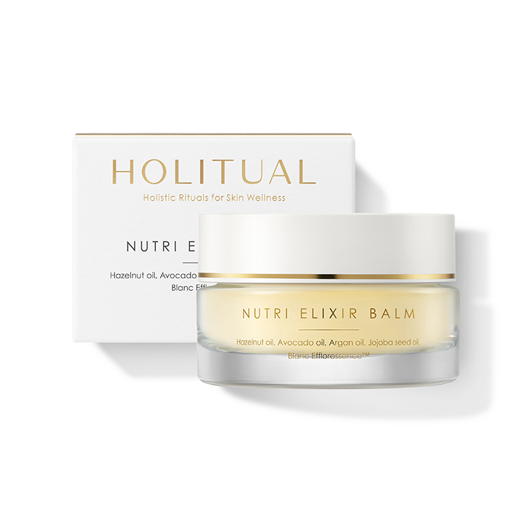 HOLITUAL Nutri Elixir Balm 28ml packaging with jar and box for skin wellness.