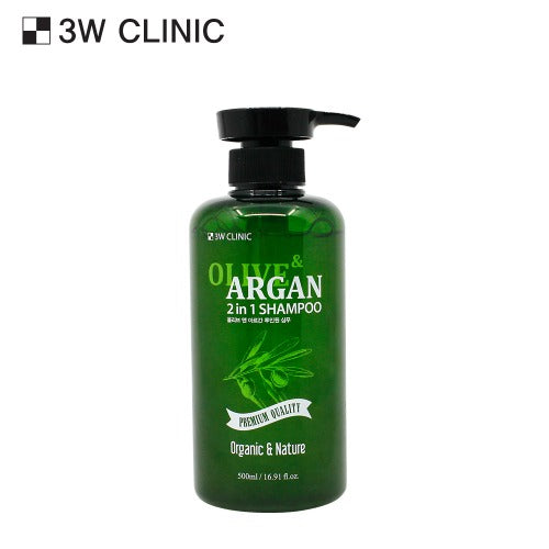 3W CLINIC Olive & Argan 2 in 1 Shampoo 500ml Available on Seoulbazaar, your online store for trendy korean products.