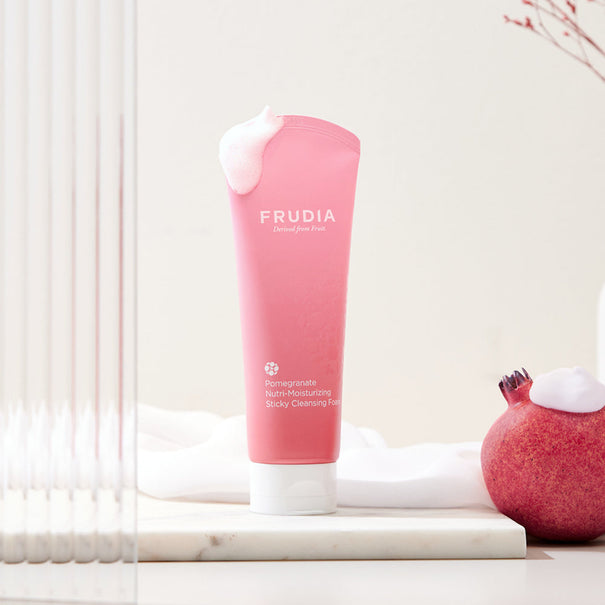 FRUDIA Pomegranate Nutri-Moisturizing Sticky Cleansing Foam 145g Available on Seoulbazaar, your online store for trendy korean products.