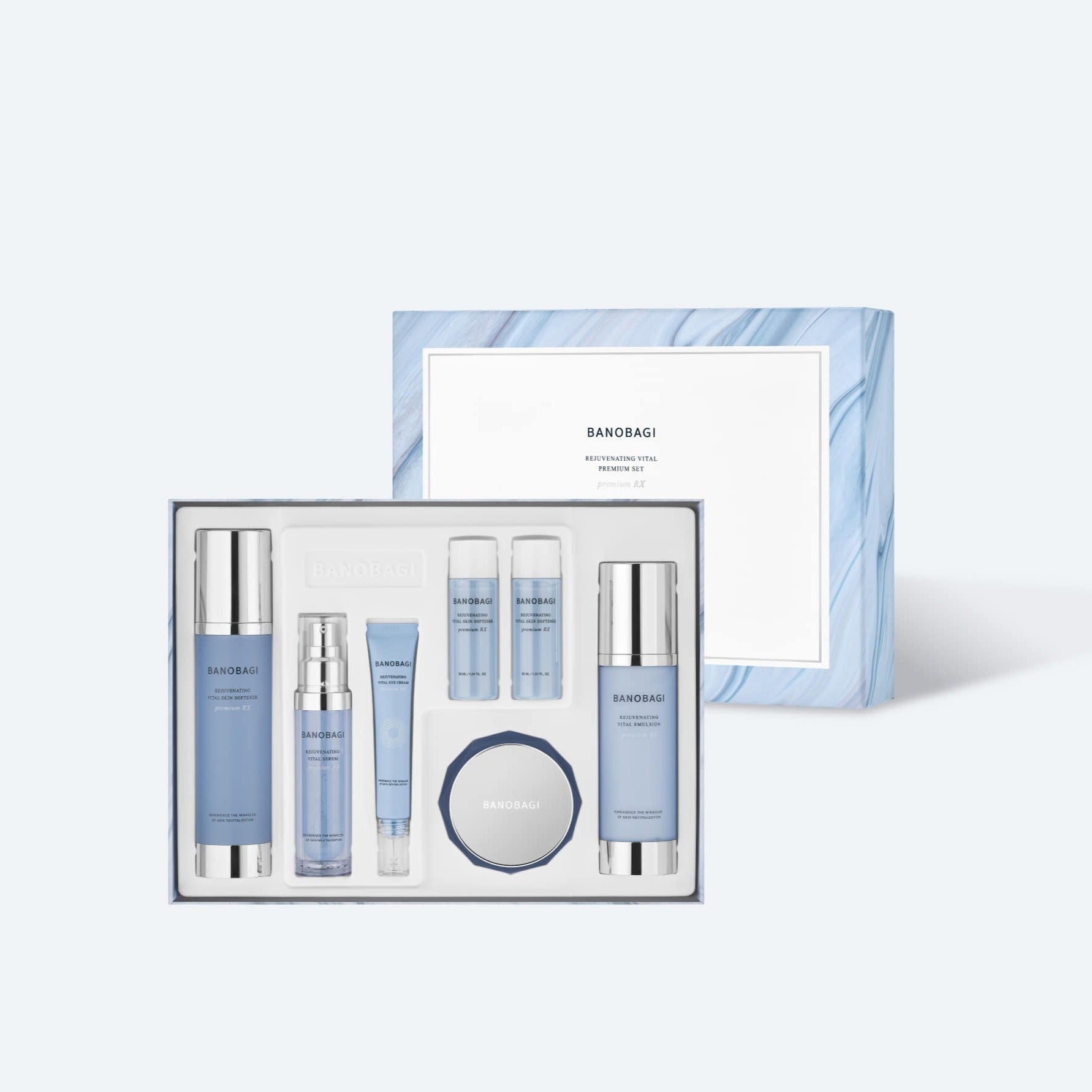 BANOBAGI Rejuvenating Vital Line (Skin softener+Emulsion+Serum+Eye Cream+Cream) Available on Seoulbazaar, your online store for trendy korean products.