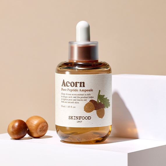 SKINFOOD Acorn Pore Peptide Ampoule 55ml Available on Seoulbazaar, your online store for trendy korean products.