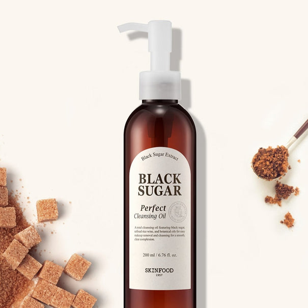 SKINFOOD Black Sugar Perfect Cleansing Oil 200ml Available on Seoulbazaar, your online store for trendy korean products.