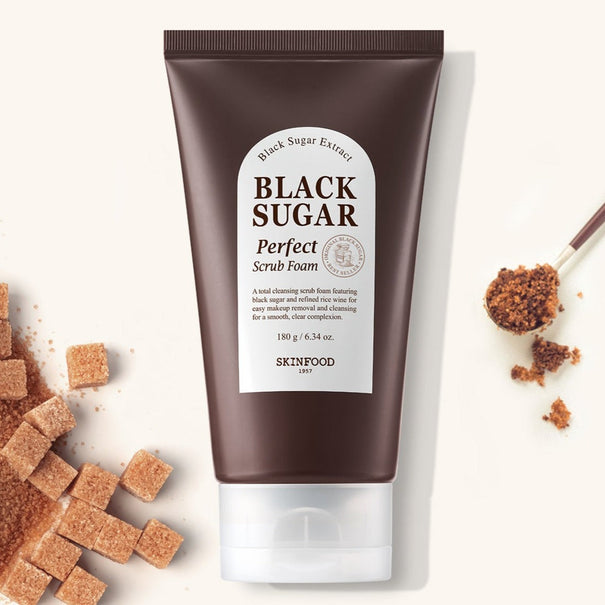 SKINFOOD Black Sugar Perfect Scrub Foam 180g Available on Seoulbazaar, your online store for trendy korean products.