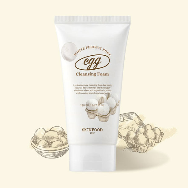 SKINFOOD Egg White Perfect Pore Cleansing Foam 150ml Available on Seoulbazaar, your online store for trendy korean products.