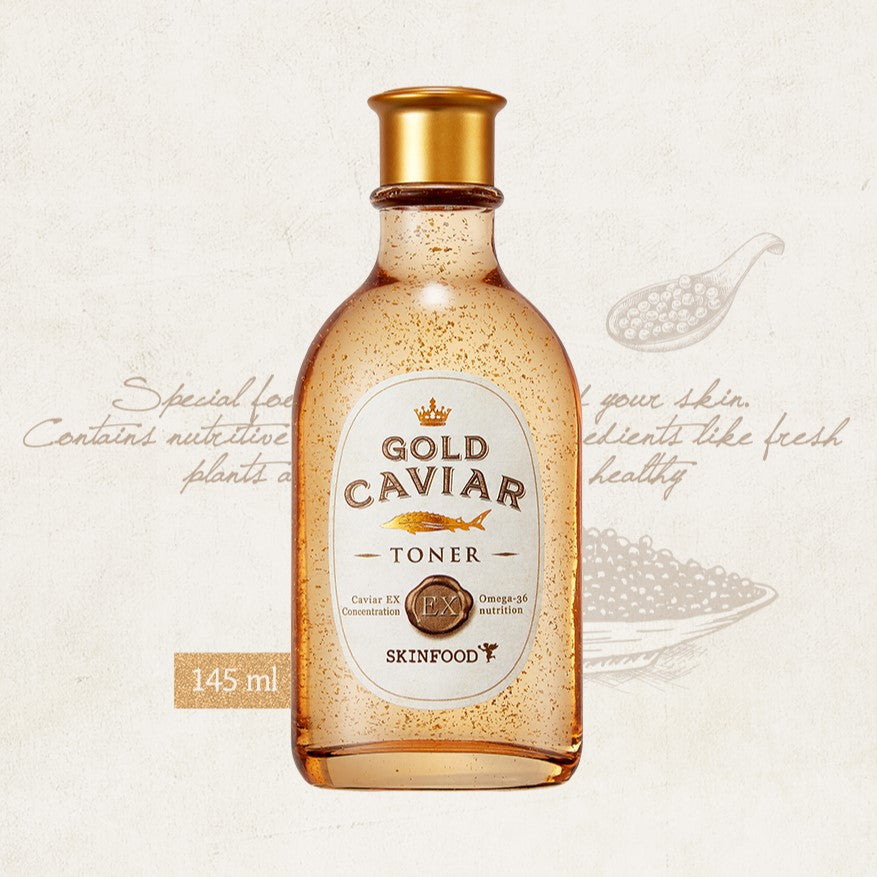 SKINFOOD Gold Caviar EX Toner 145ml Available on Seoulbazaar, your online store for trendy korean products.