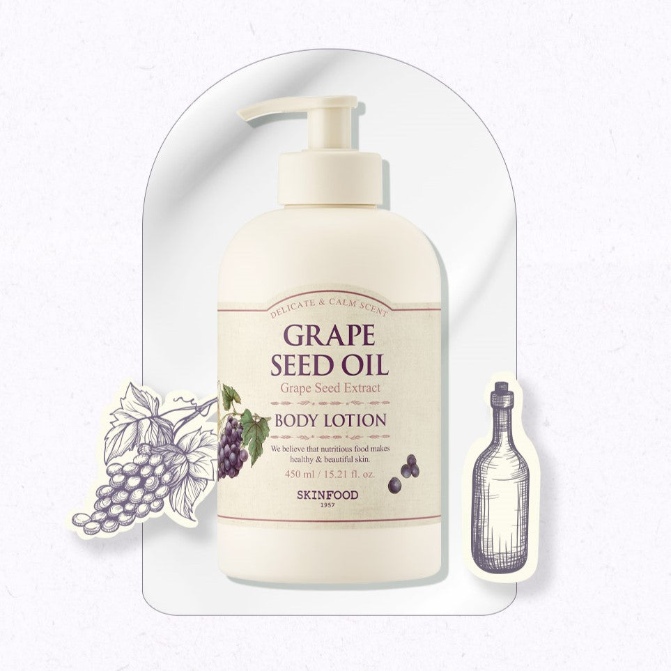 SKINFOOD Grape Seed Oil Body Lotion 450ml Available on Seoulbazaar, your online store for trendy korean products.