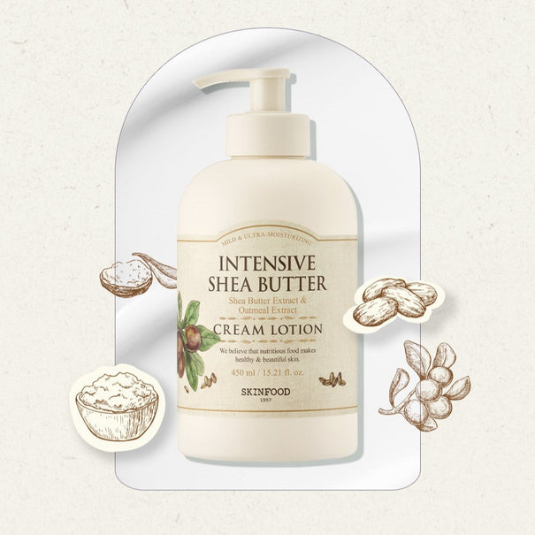 SKINFOOD Intensive Shea Butter Cream Lotion 450ml Available on Seoulbazaar, your online store for trendy korean products.