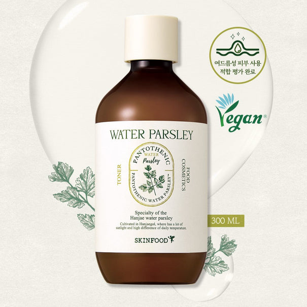 SKINFOOD Pantothenic Water Parsley Toner 300ml Available on Seoulbazaar, your online store for trendy korean products.