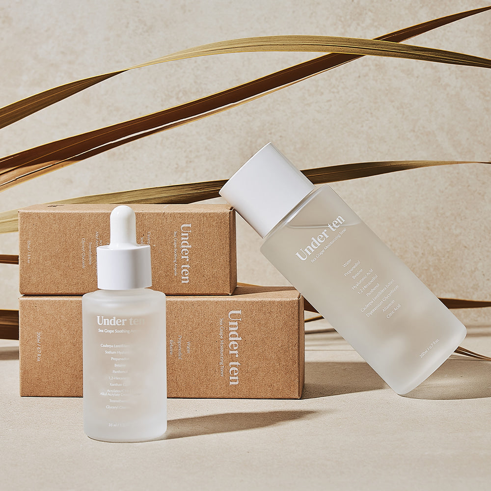 UNDER TEN Sea Grape Basic Care Set (Toner+Ampoule) Available on Seoulbazaar, your online store for trendy korean products.