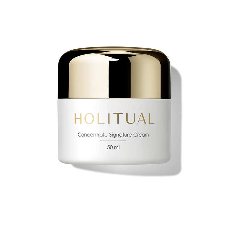 HOLITUAL Concentrate Signature Cream 50ml luxurious skincare product displayed against a white background with a gold cap.