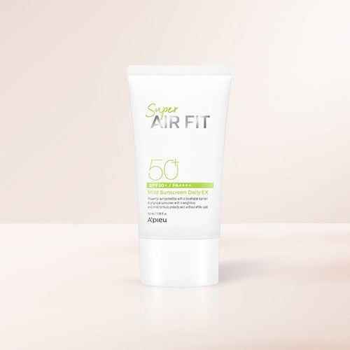 A'PIEU Super Air Fit Mild Sunscreen Daily EX 50ml Available on Seoulbazaar, your online store for trendy korean products.
