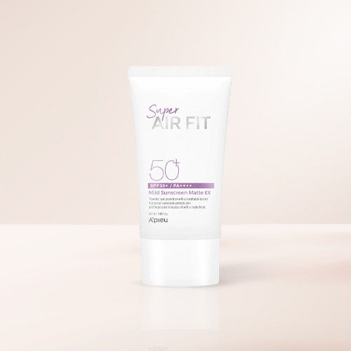 A'PIEU Super Air Fit Mild Sunscreen Matte EX 50ml Available on Seoulbazaar, your online store for trendy korean products.