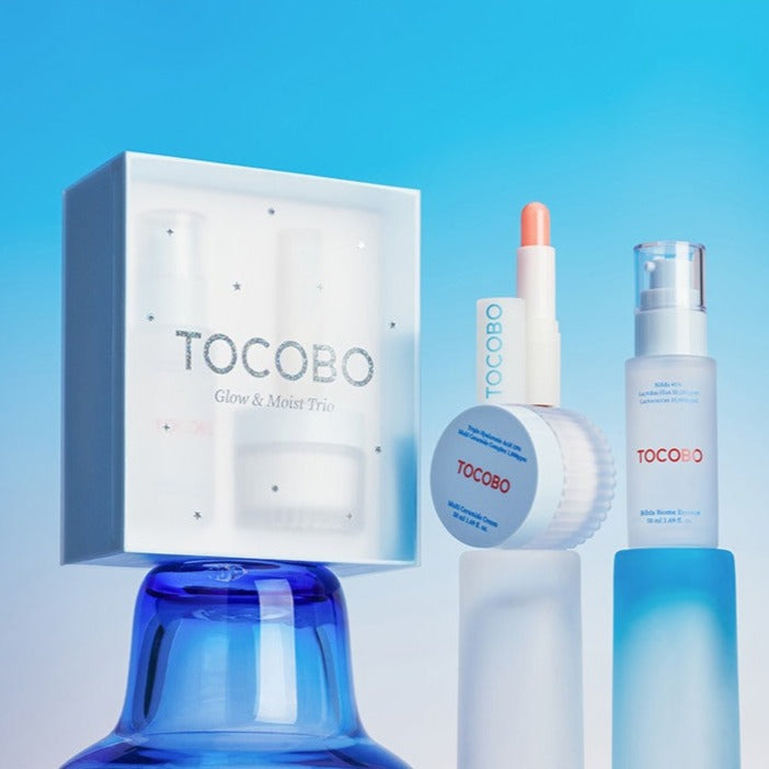 TOCOBO Glow & Moist Trio (Essence, Cream & Lip Balm) Available on Seoulbazaar, your online store for trendy korean products.