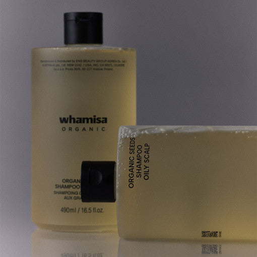 WHAMISA Organic Seeds Shampoo Oily Scalp 490ml Available on Seoulbazaar, your online store for trendy korean products.