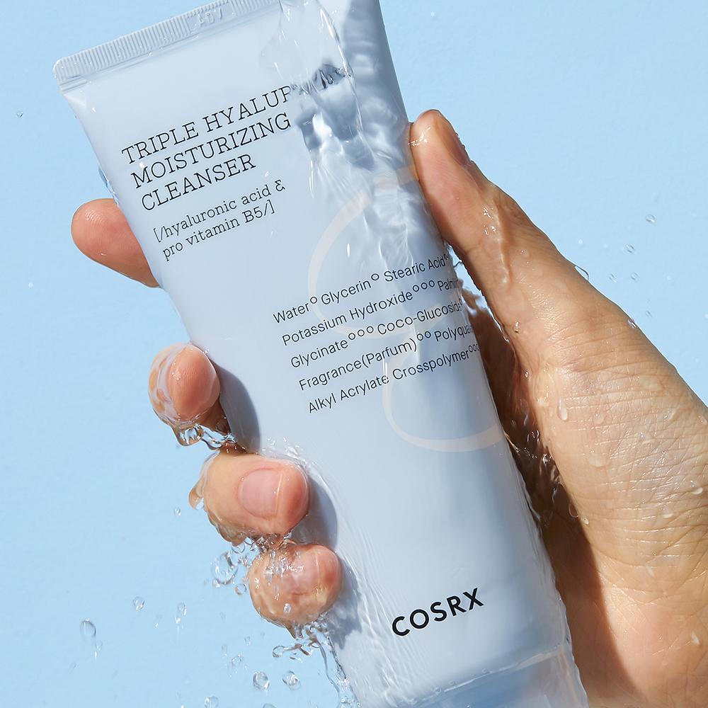 COSRX Hydrium triple Hyaluronic Moisturizing Cleanser 150ml Available on Seoulbazaar, your online store for trendy korean products.