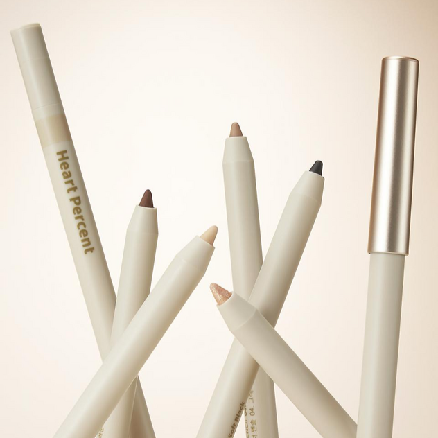 HEART PERCENT Dot On Mood Gel Eyeliner Pencil in various shades on display